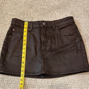 🎀Abercrombie & Fitch Curve Love Mid Rise Brown Denim Mini Skirt size 25  🎀